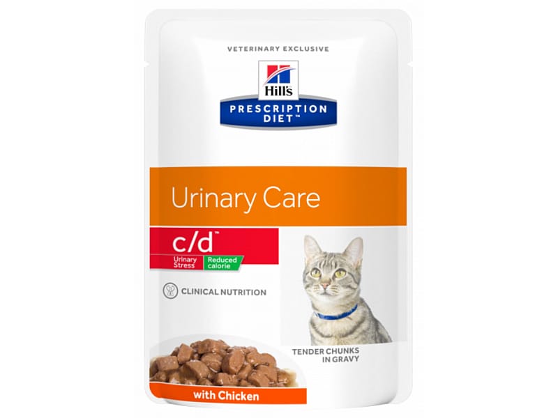 Hill's Prescription Diet CD Feline Urinary Stress Reduced Calorie 12 x 85 gram thin slices in gravy