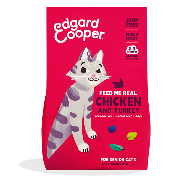 Edgard & Cooper Kattenvoer Senior Kip en Kalkoen Kat 2 kg