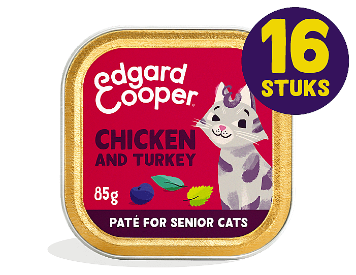 Edgard & Cooper Kuipjes Kip en Kalkoen Pate Senior Kat 16 x 85 gram