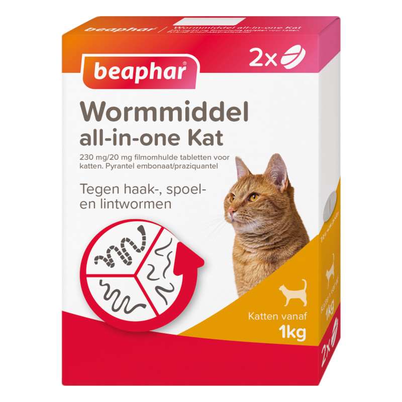 Beaphar Wormmiddel All-in-One Kat 2 tabletten