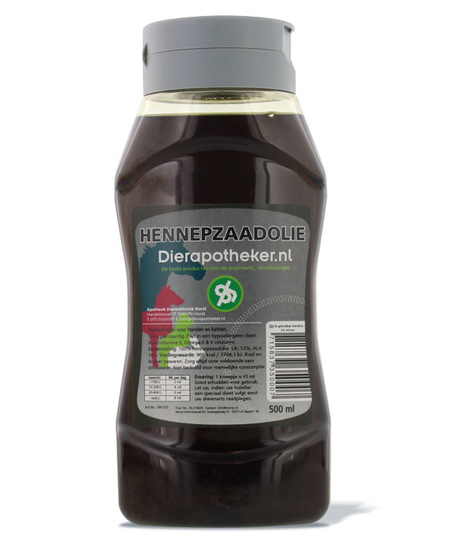 Dierapotheker Hennepzaadolie Hond Kat 500 ml